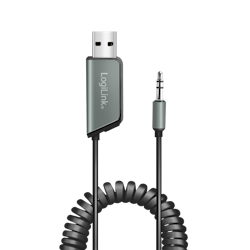 LOGILINK Bluetooth 5.3 lydmottaker for kjøretøy, 1x USB-A, 1x 3,5 mm Aux, svart