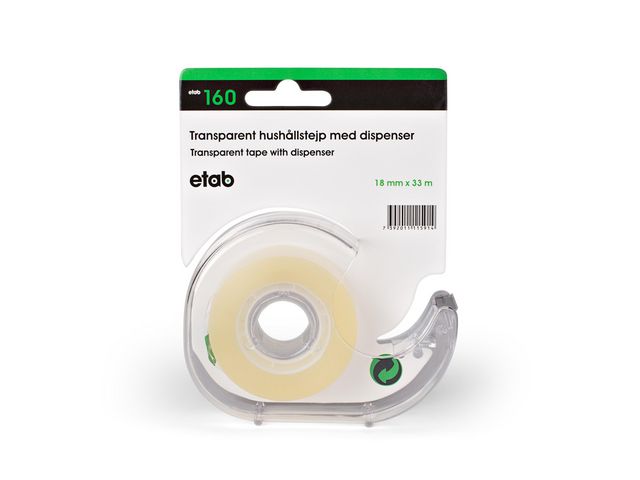 Tape ETAB 18mm x 33m klar m/dispenser