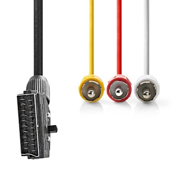 SCART Hann med 3x RCA Han, 480p, 2.00 m