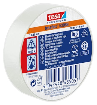 TESA Elektrotape 15mm x 10m hvit
