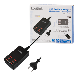LOGILINK USB bordlader, 6x USB-A, 32 W