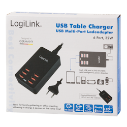 LOGILINK USB bordlader, 6x USB-A, 32 W