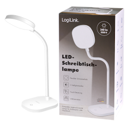 LOGILINK LED bordlampe, 5000K, 240lm, 360°, fleksibel hals, berøringskontroll