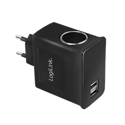 LOGILINK 3-veis USB-ladeadapter, 2x USB-A, 1x sigarettenneruttak, 12 W
