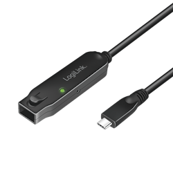 LOGILINK USB 3.2 Gen2-kabel, USB-C/M til USB-C/F, forsterker, svart, 5m