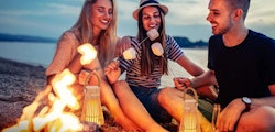 Flammelampe Homeline Mitra, Bambus, oppladbar