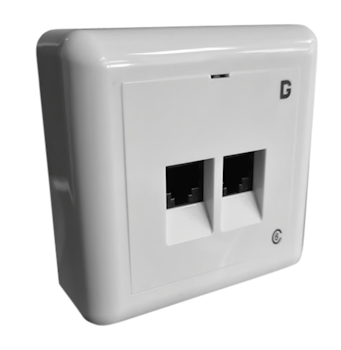 Dobbel nettverkskontakt UTP Cat6 | Påvegg | 2xRJ45 | Hvit