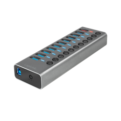 Logilink USB 3.2 Gen1-hub, 10 porter + 1x hurtigladeport, av/på-bryter