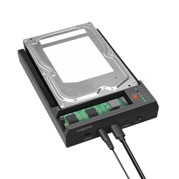 LOGILINK USB 3.2 Gen2 Quickport, 2-porter, for SATA HDD/SSD og M.2 NVMe SSD