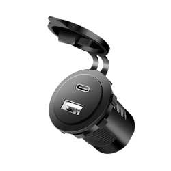 Dual bil innebygd ladetilpasser, 1x USB-A, 1x USB-C, 60 W, svart