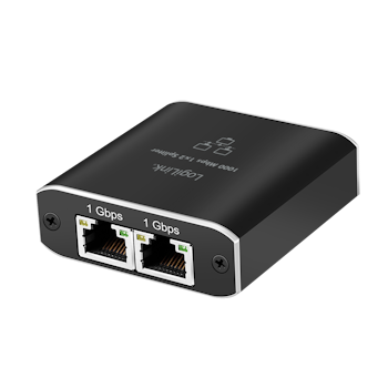Gigabit Ethernet Splitter 1 til 2, 1000 Mbit/s, med USB-strøm