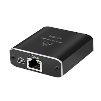 Gigabit Ethernet Splitter 1 til 2, 1000 Mbit/s, med USB-strøm