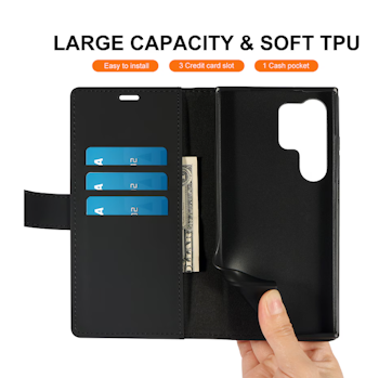 Lommebokdeksel Samsung Galaxy S24 Ultra | PU | Sort