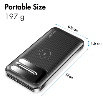 LOGILINK Powerbank 8000 mAh, trådløs lading + 2x USB-A