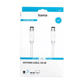 Antennekabel 90dB 5,0m Hvit