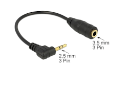 2,5mm jack hann (vinkel) til 3,5mm hunn