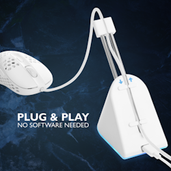 Deltaco Gaming mouse bungee med RGB lys / museledningholder hvit