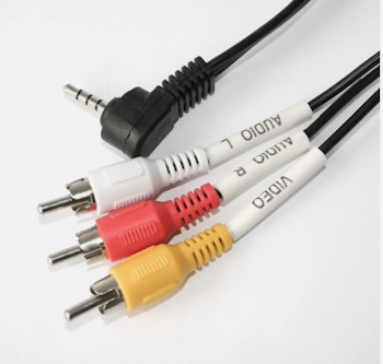 Minijack vinkel 3,5mm til 3x RCA han kabel rett 1,5m