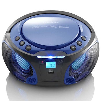 Bærbar FM-radio CD/MP3/USB/Bluetooth®-spiller med LED-belysning Blå