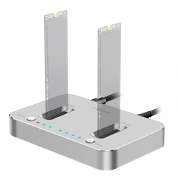 LOGILINK Dual M.2 NVMe SSD-dokkingstasjon, frakoblet klon, USB 3.2 Gen 2, sølv