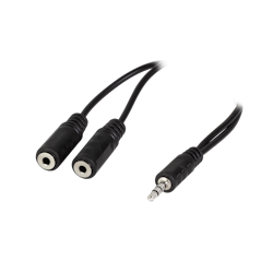 LOGILINK Lydkabel, 3,5 mm 3-pins/M til 2x 3,5 mm 3-pins/F, svart, 0,2m
