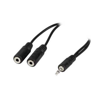 LOGILINK Lydkabel, 3,5 mm 3-pins/M til 2x 3,5 mm 3-pins/F, svart, 0,2m