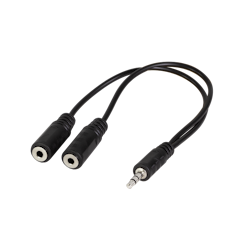 LOGILINK Lydkabel, 3,5 mm 3-pins/M til 2x 3,5 mm 3-pins/F, svart, 0,2m