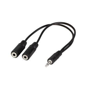 LOGILINK Lydkabel, 3,5 mm 3-pins/M til 2x 3,5 mm 3-pins/F, svart, 0,2m