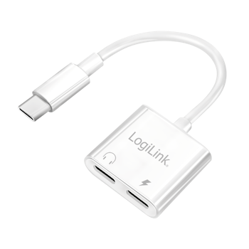LOGILINK USB-C-adapter med PD-ladeport, 2x USB-C, maks. 60 W, hvit