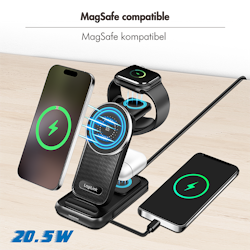 LOGILINK 4-i-1 ladestasjon, Apple MagSafe-kompatibel, maks. 20,5 W, svart