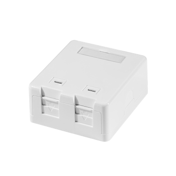 Utenpåliggende boks for 2 Keystone-moduler, med lukkeklaff, hvit