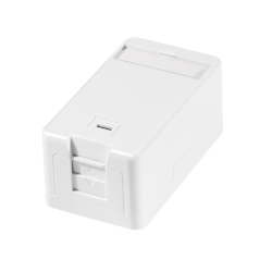 Utenpåliggende boks for 1 Keystone-modul, med lukkeklaff, hvit