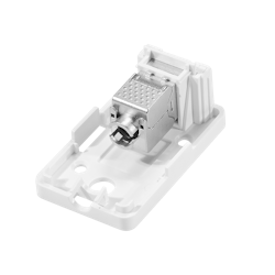 Utenpåliggende boks for 1 Keystone-modul, med lukkeklaff, hvit