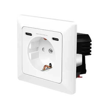 Innfelt stikkontakt, 1x CEE 7/3, 2x USB-C, 25 W, PD