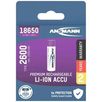Ansmann 18650 Batteri Lithium 2,6Ah 3,6V