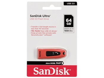SanDisk Ultra Minnepenn | 64GB | USB 3.0 Type A | Rød
