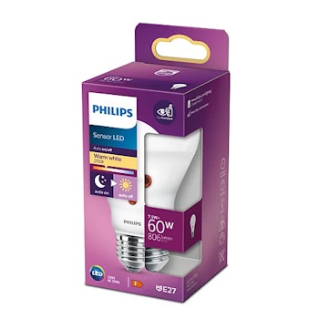 Philips LED Lyspære Sensor 60W A60 E27