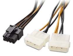 8pin PCIe til 2x Molex 4pin strømkabel