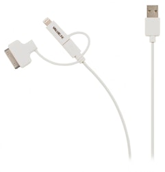 3-in-1 Sync og Ladekabel USB A - Micro B, Lightning, 30pin dock, 1m