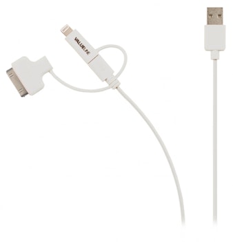 3-in-1 Sync og Ladekabel USB A - Micro B, Lightning, 30pin dock, 1m