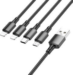 Borofone Multiladekabel, 1m, Sort
