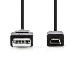Mini USB 2.0 kabel 2M | USB-A Han | USB Mini B 5 pins Han