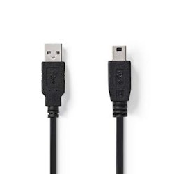 Mini USB 2.0 kabel 2M | USB-A Han | USB Mini B 5 pins Han