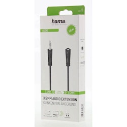 HAMA Lydkabel 3,5mm(M) - 3,5mm(F) Forlengelse 1.5m