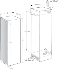 ASKO int. preimum fryseskap, softclose, Cool Flowno frost, 235L, 39dB