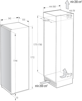 ASKO int. preimum fryseskap, softclose, Cool Flowno frost, 235L, 39dB
