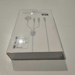Multiladekabel som passer blant annet iwatch 7,6,5,4,3, iphone 13,12,11,X,8, Ipad
