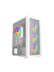 Dutzo C631 TG ARGB PC-kabinett m/ fire vifter (Hvit)
