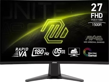 MSI 27" Curved monitor 1920x1080, 180Hz, 0,5ms, 2X HDMI/DP