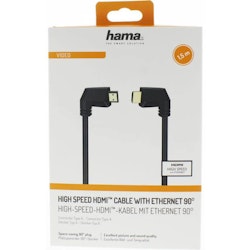 Hama Kabel HDMI Ethernet Vinkel Gull Svart 1.5m
